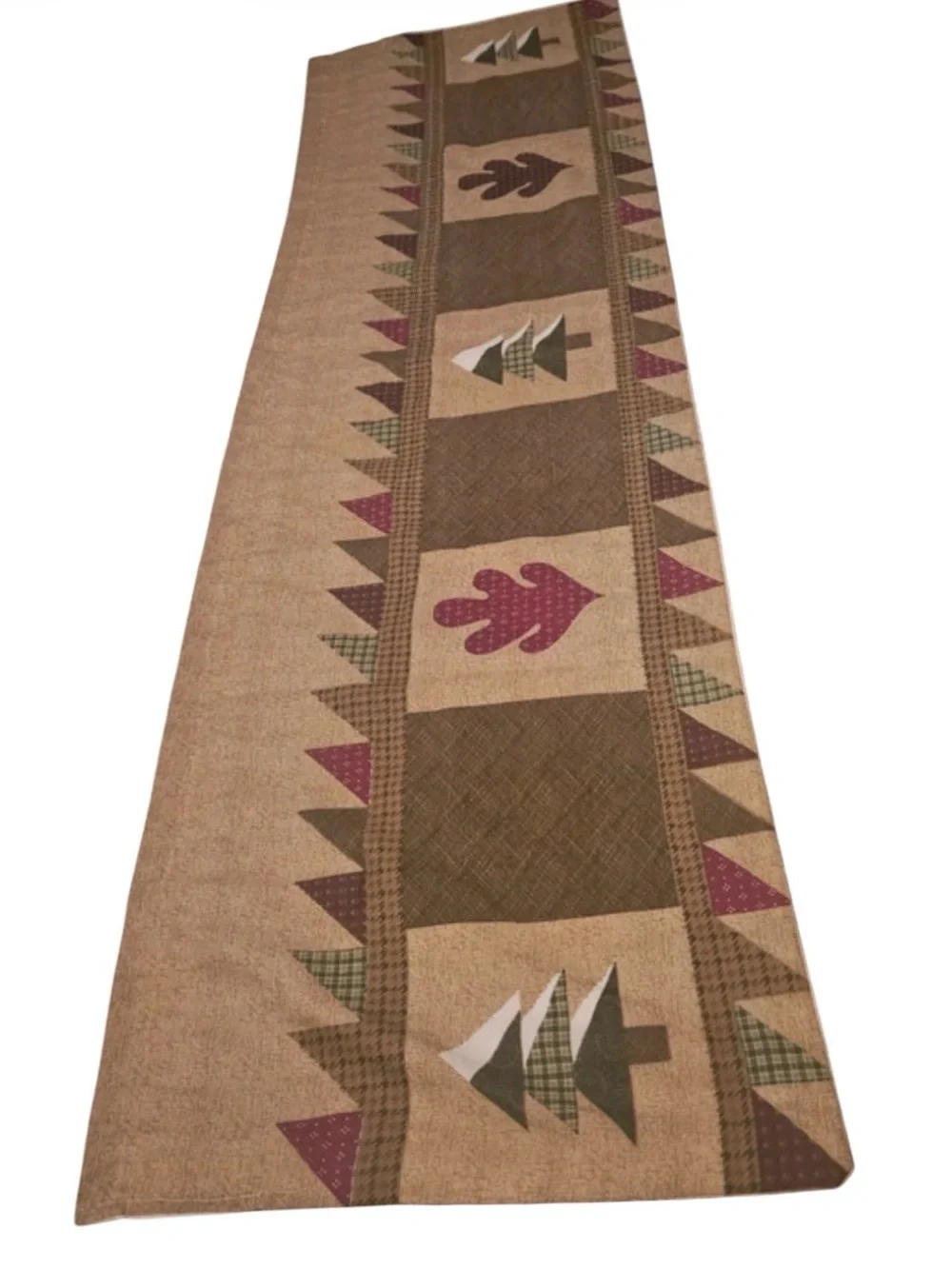 Quilt Print Valance Pine Tree Oak Leaf Cabin Lodge Rustic Country 60x18